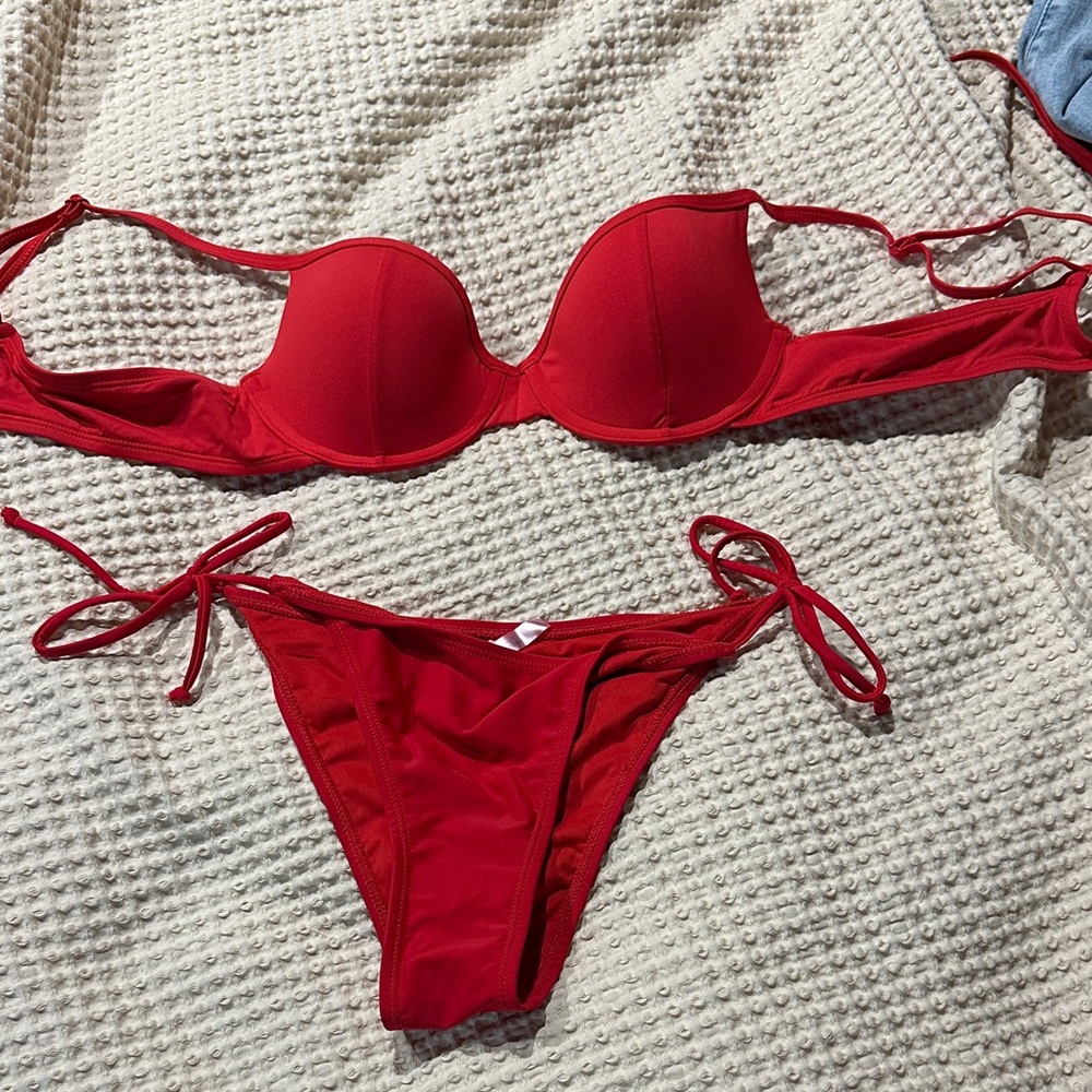 Ardene Red Tie-Side Bikini Set